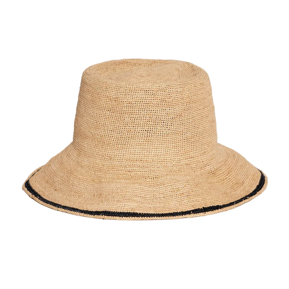 Stripe Modern Crochet Bucket in Natural/Black