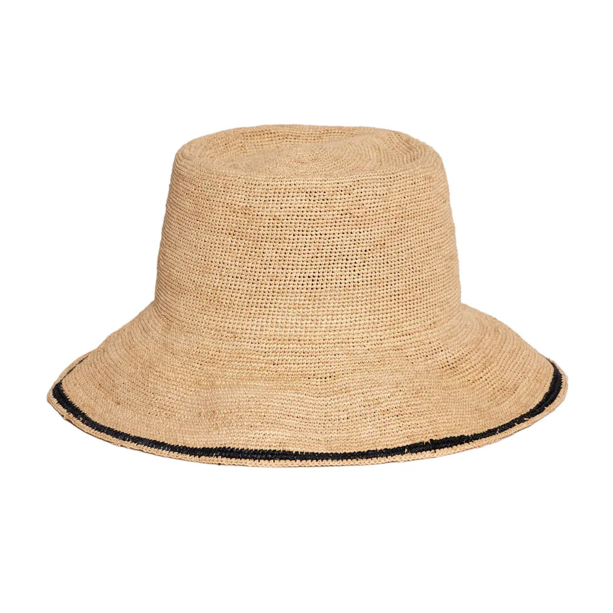 Stripe Modern Crochet Bucket in Natural/Black