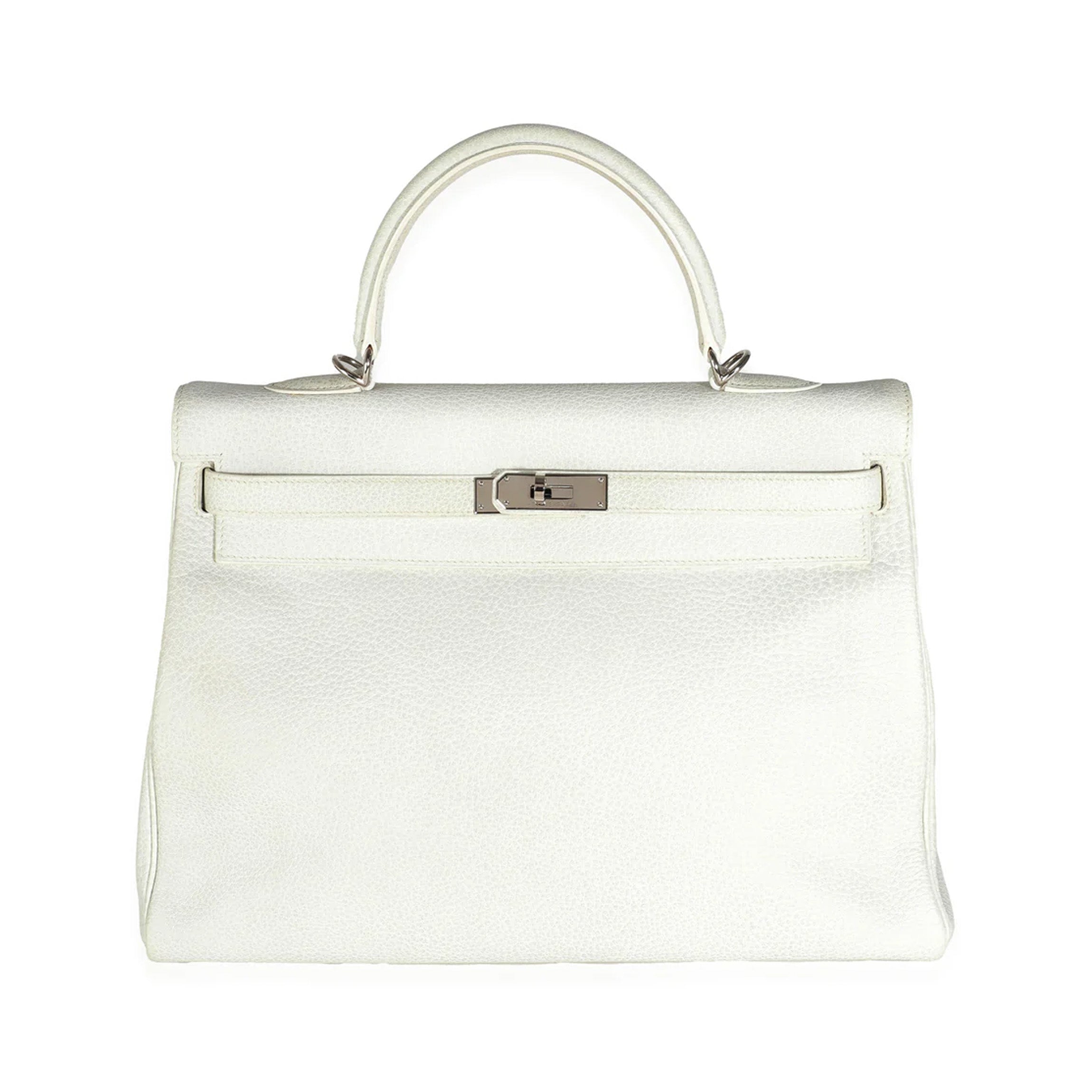 Hermès Gris Perle White Buffalo Skipper Dalmatian Retourne Kelly 35 PHW