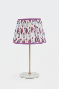 14" pleated blockprint empire table lamp with purple floral shade - Inner Child