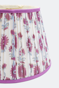 14-inch pleated blockprint empire lampshade with pink arch pattern