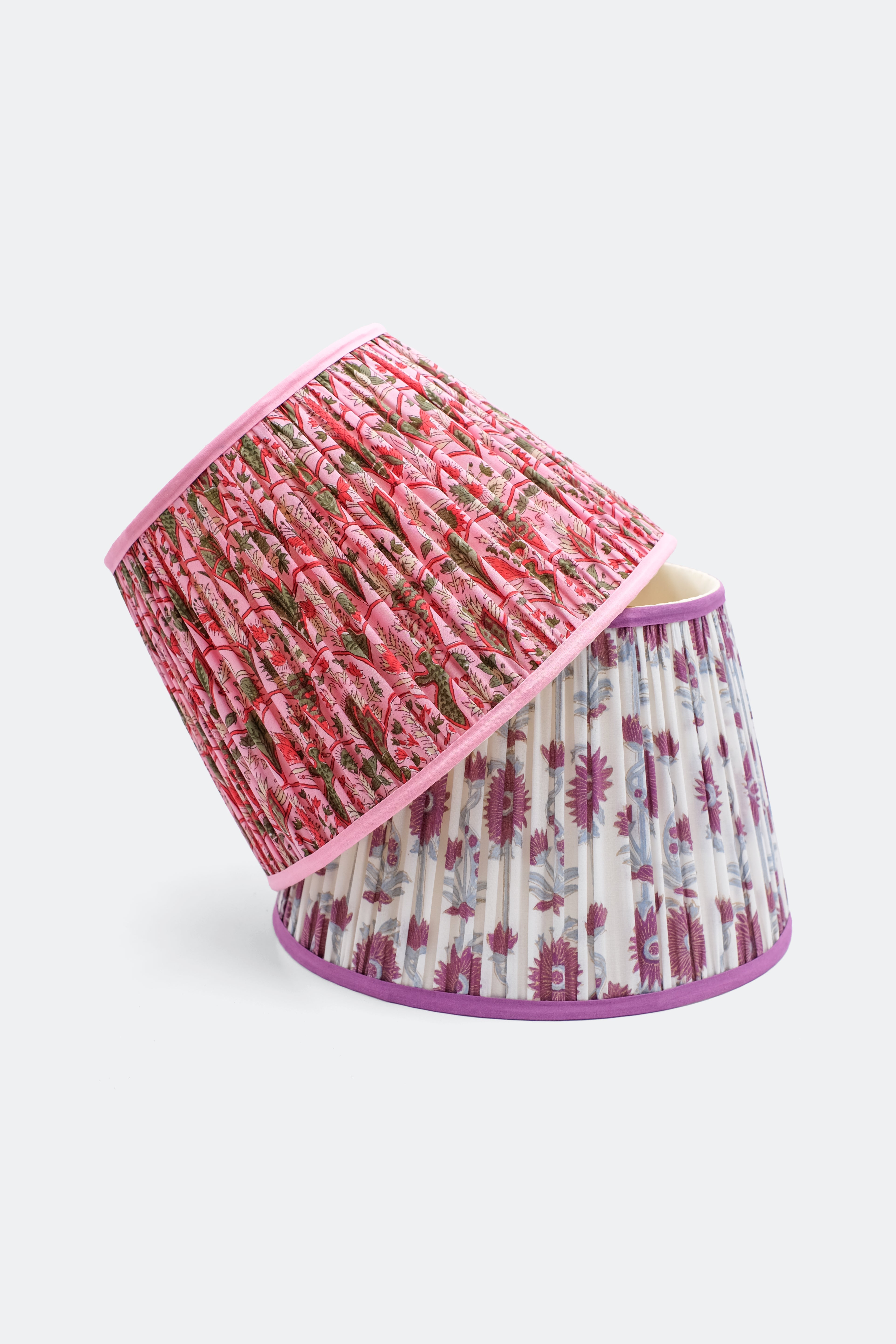 14" Pleated Empire Lampshade in Blockprint