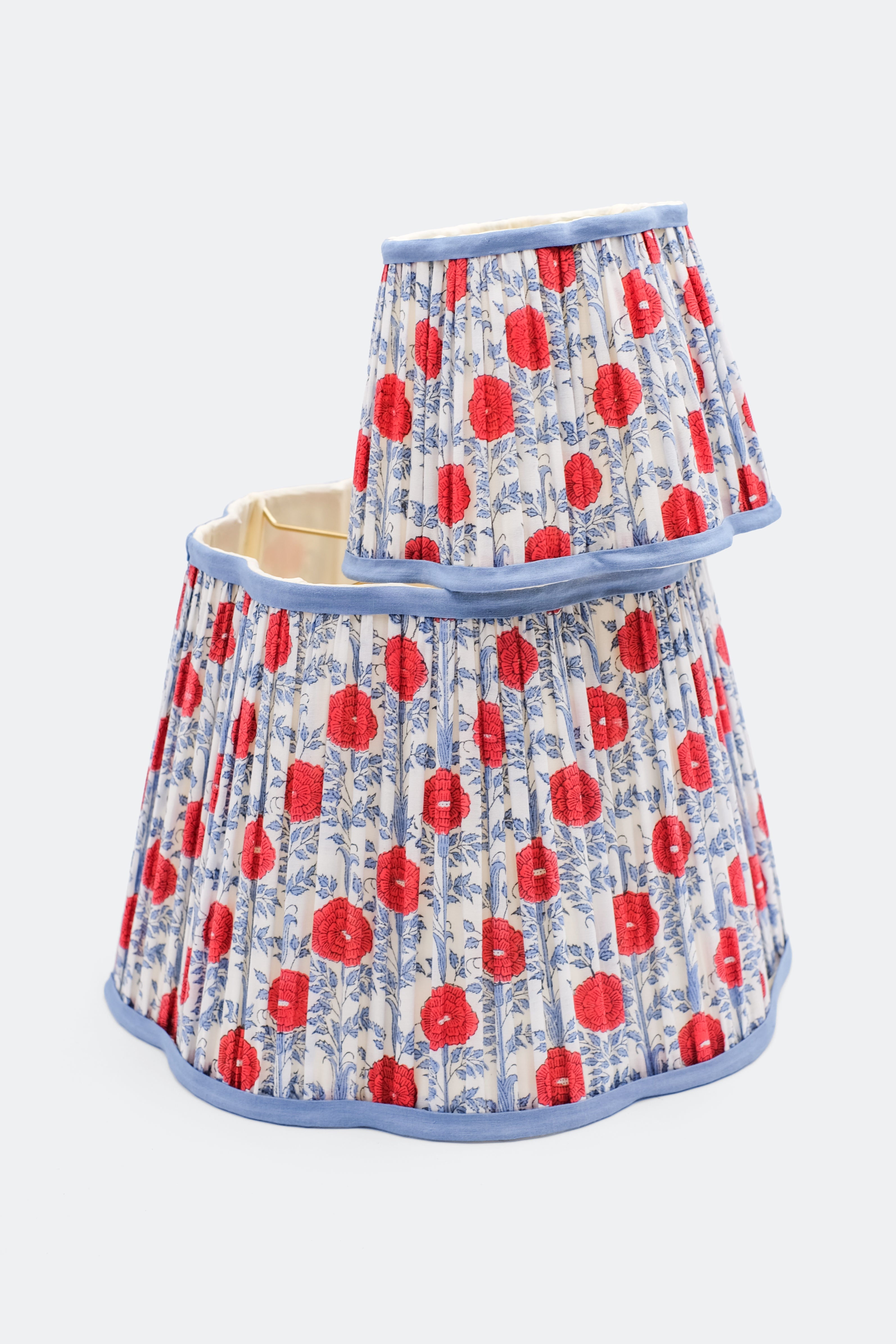 14" Pleated Scalloped Lampshade in Araminta Blockprint