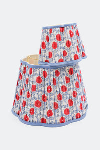 Stacked pleated blockprint araminta red floral lampshades