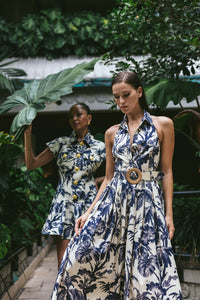 Quentin Dress in Fauna Floral Navy
