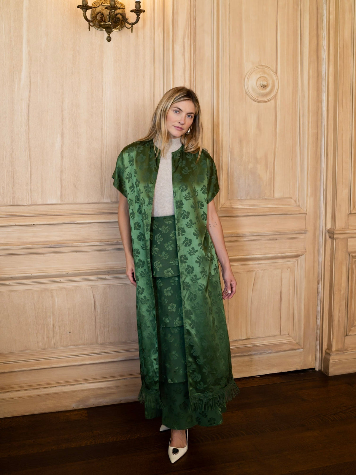 Rachael Jacket in Emerald Floral Jacquard