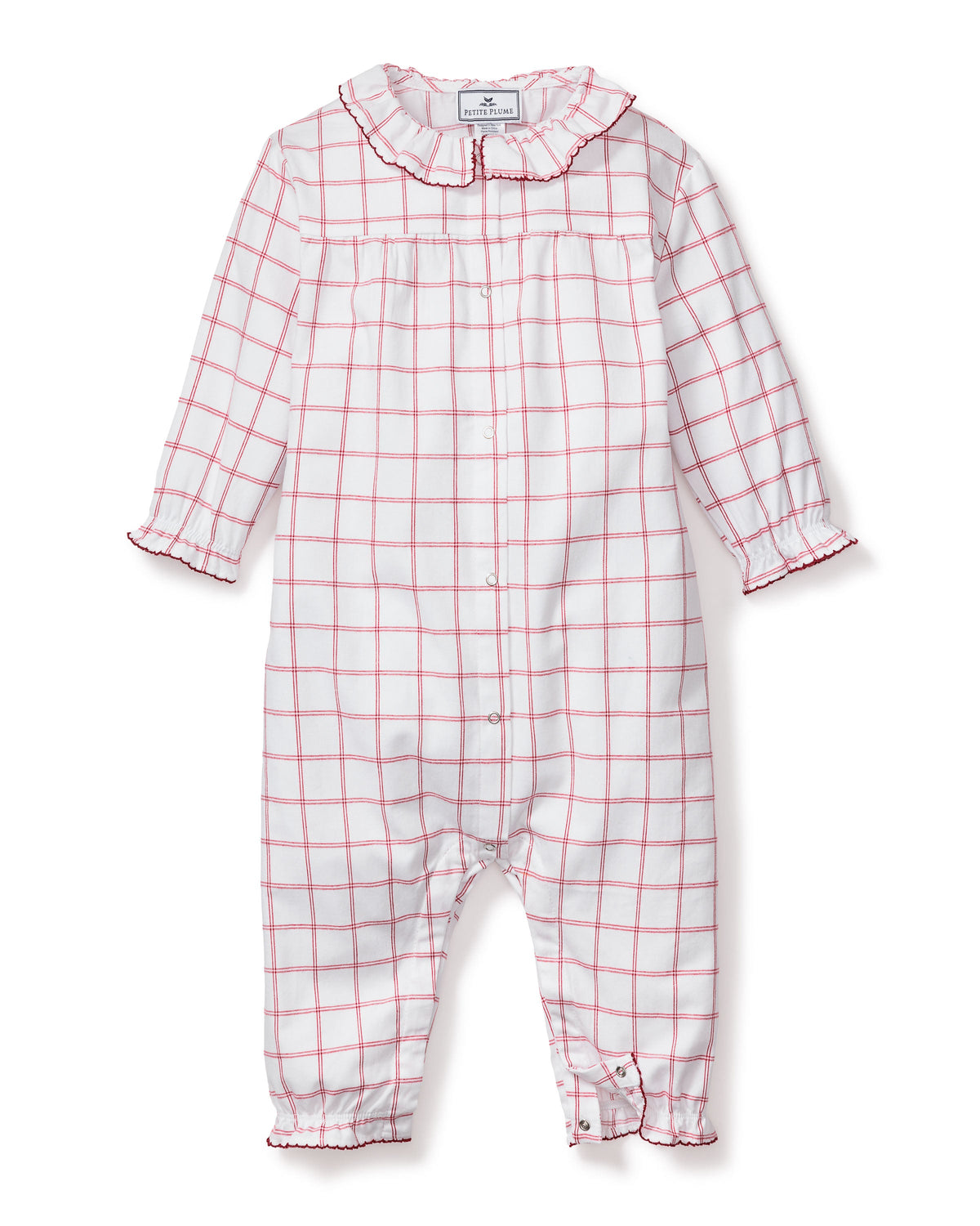 Baby's Twill Madeline Romper in Garnet Tattersall