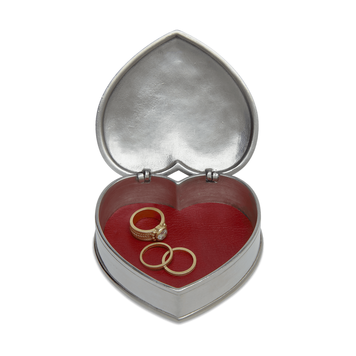 Lidded Heart Box with Red Leather Insert