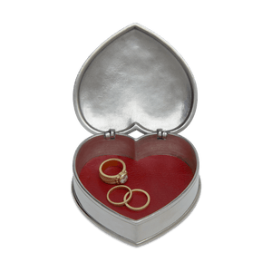 Lidded Heart Box with Red Leather Insert