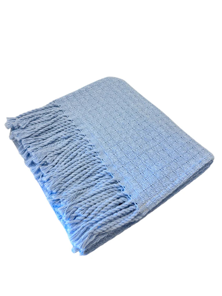 Basket Weave Textured Baby Throw with Fringes