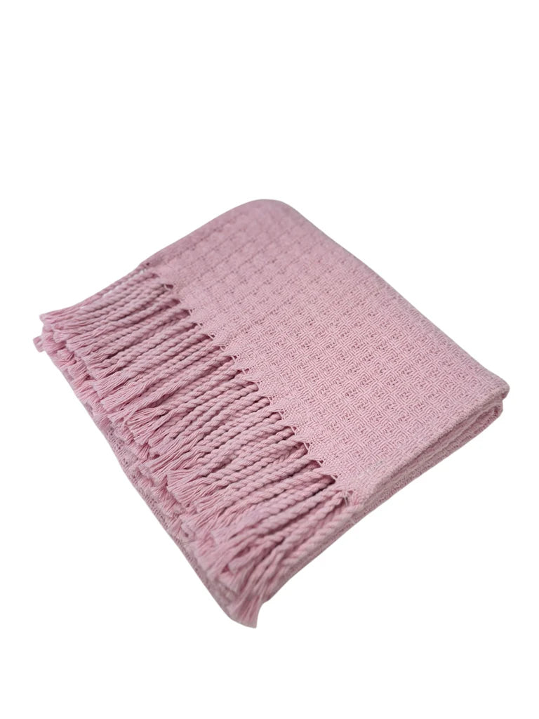 Basket Weave Textured Baby Throw with Fringes