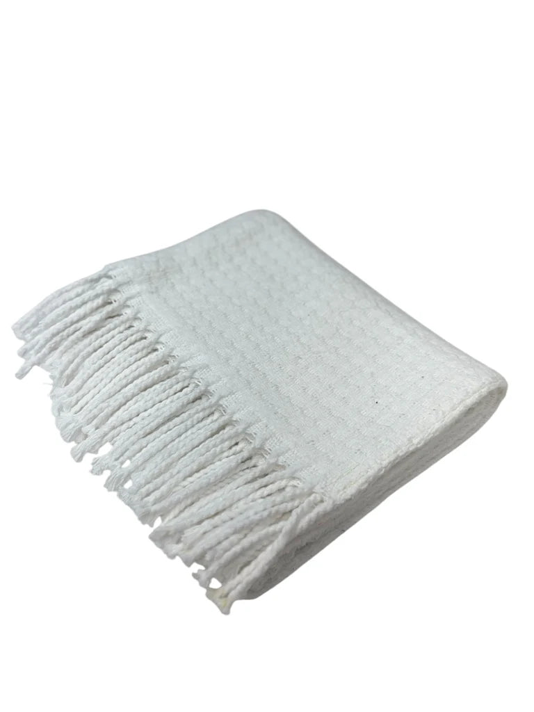 Basket Weave Textured Baby Throw with Fringes