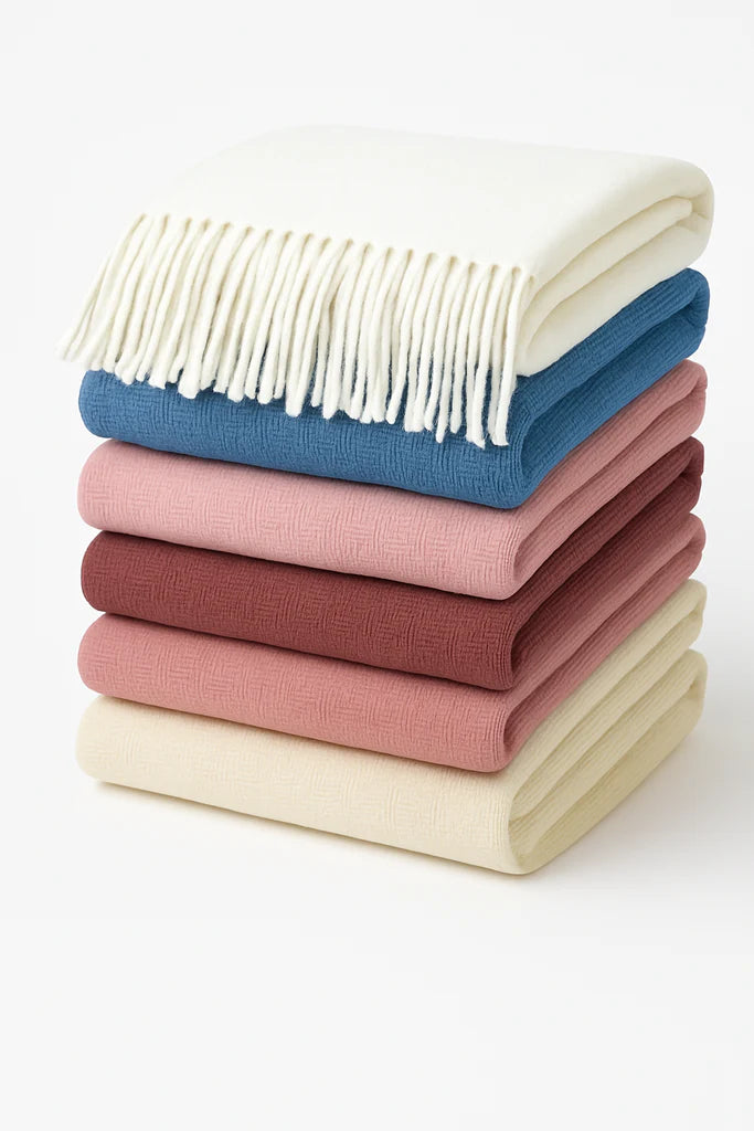 Basket Weave Textured Baby Throw with Fringes