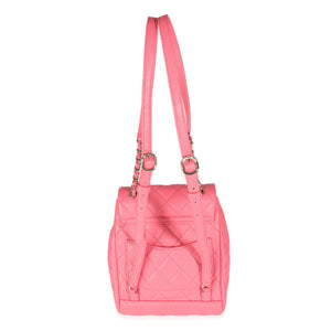 Chanel Pink Quilted Caviar Drawstring Backpack Handbag