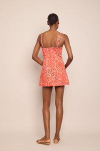 Claudine Mini Dress in Classic Paisley Orange