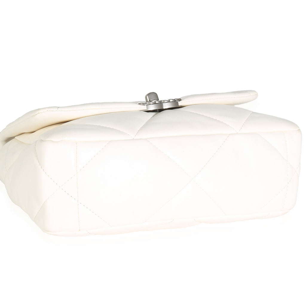 Chanel White Quilted Lambskin Small  19 Flap Bag Handbag clasp