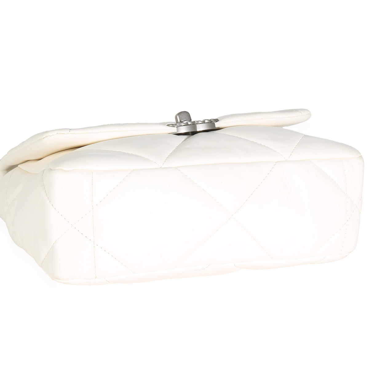 Chanel White Quilted Lambskin Small  19 Flap Bag Handbag clasp