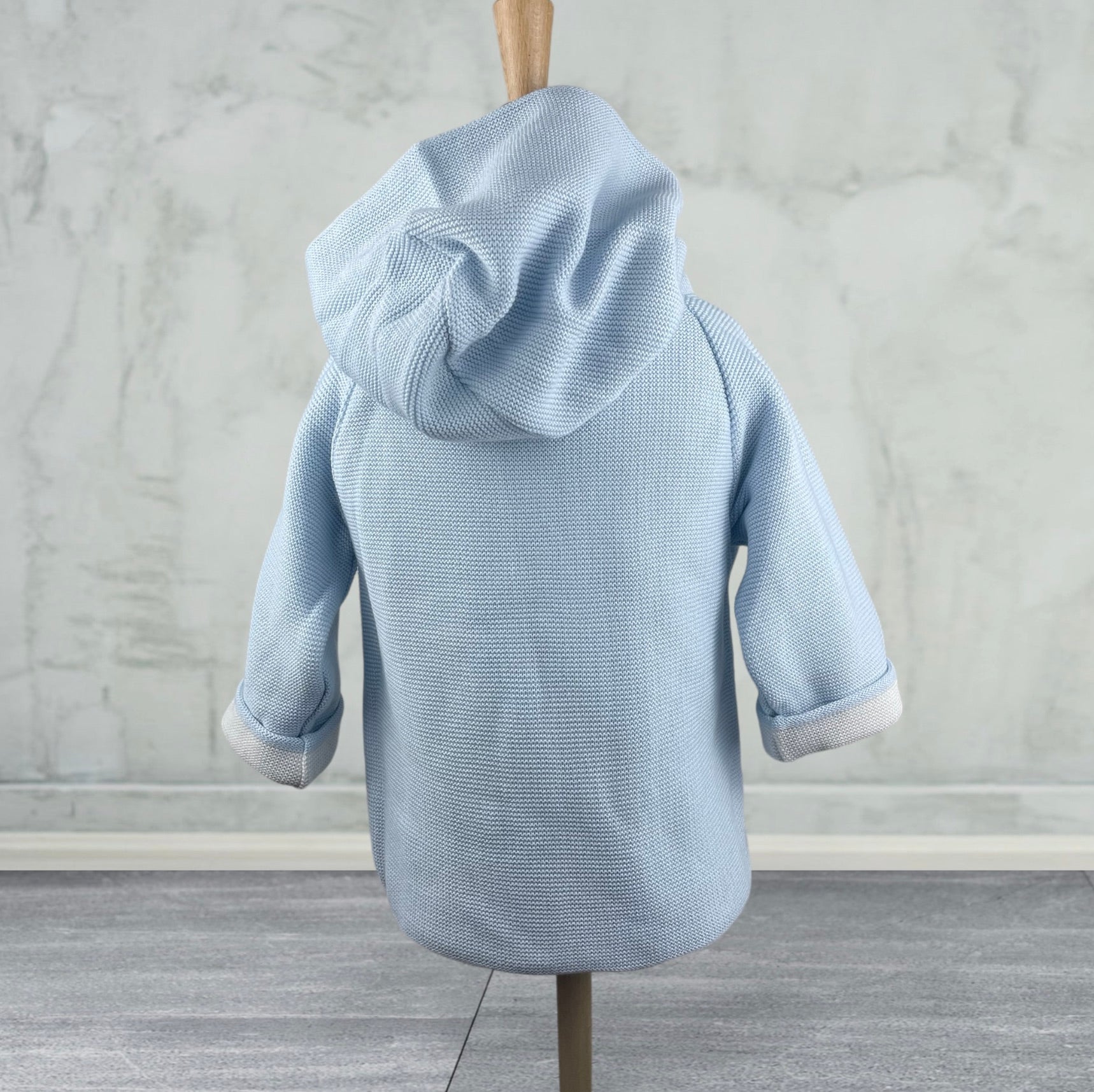 Cotton Seedstitch Double Breasted Jacket in Blue & Cream