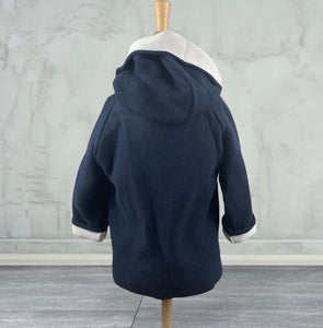 Cotton Seedstitch Double Breasted Jacket in Navy & Cream