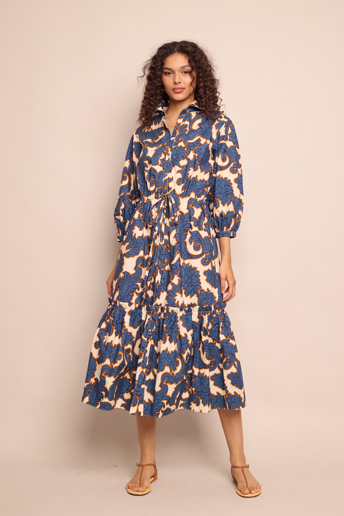Hutton Dress in Mystic Flora Blue