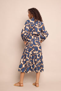 Hutton Dress in Mystic Flora Blue