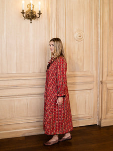 House Dress in Crimson Bloom