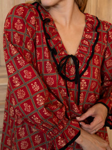 House Dress in Crimson Bloom