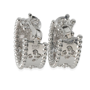 Van Cleef & Arpels White Gold Diamond Perlee Clovers Hoop Earrings bv