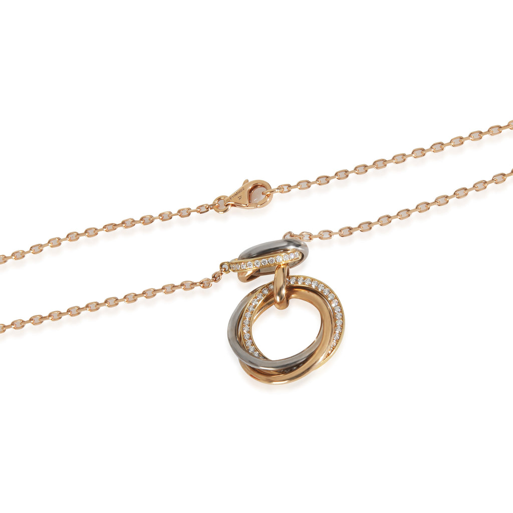 Cartier 3 Tone Gold Diamond Trinity Lariat Necklace clasp