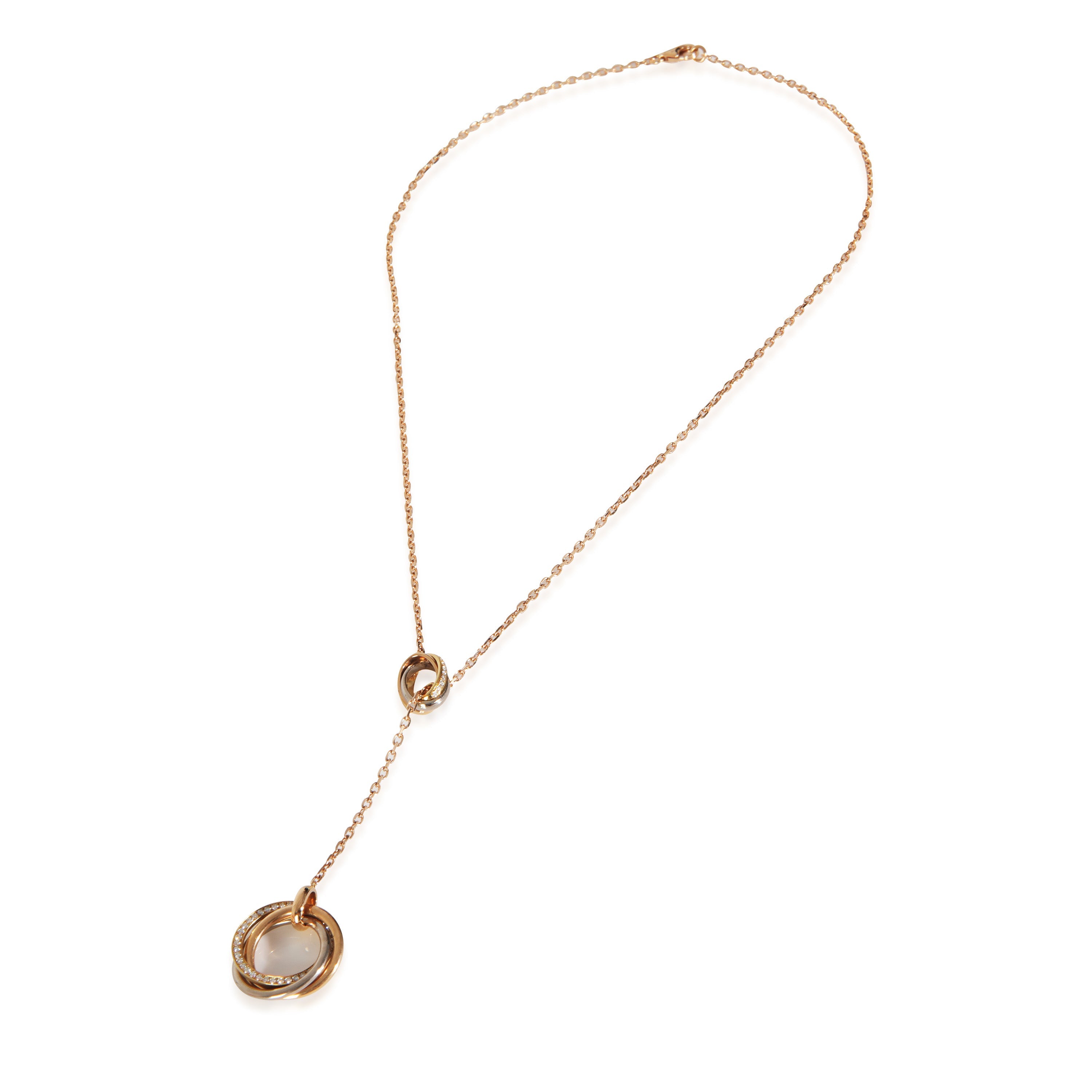 Cartier 3 Tone Gold Diamond Trinity Lariat Necklace pv