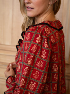 House Dress in Crimson Bloom