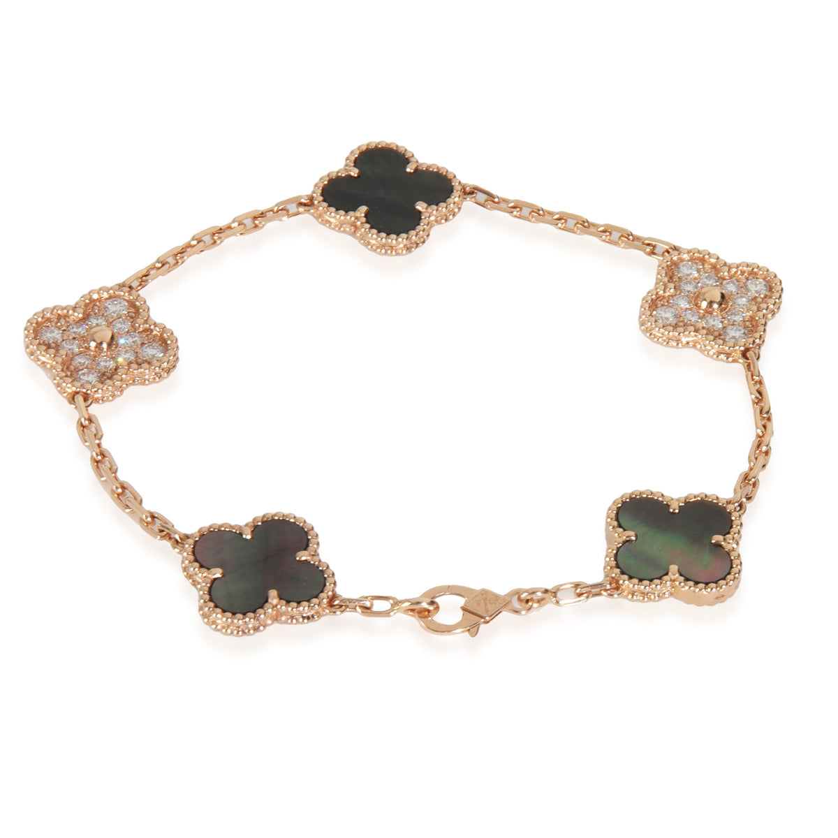 Van Cleef & Arpels Rose Gold Mother Of Pearl & Diamond Alhambra Bracelet bv