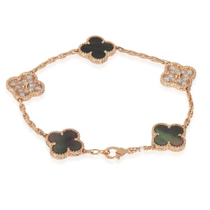 Van Cleef & Arpels Rose Gold Mother Of Pearl & Diamond Alhambra Bracelet bv