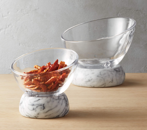 Askew Marble And Glass Serving Bowls Set Of 2