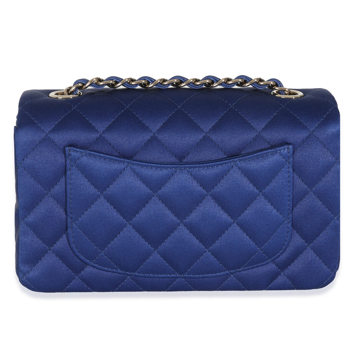 Chanel Navy Quilted Satin Mini Rectangular Classic Flap