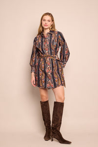 Villena Dress in Paisley Trail Black