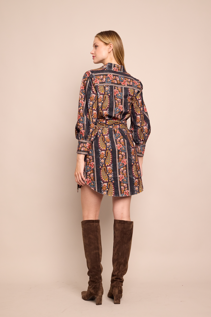 Villena Dress in Paisley Trail Black