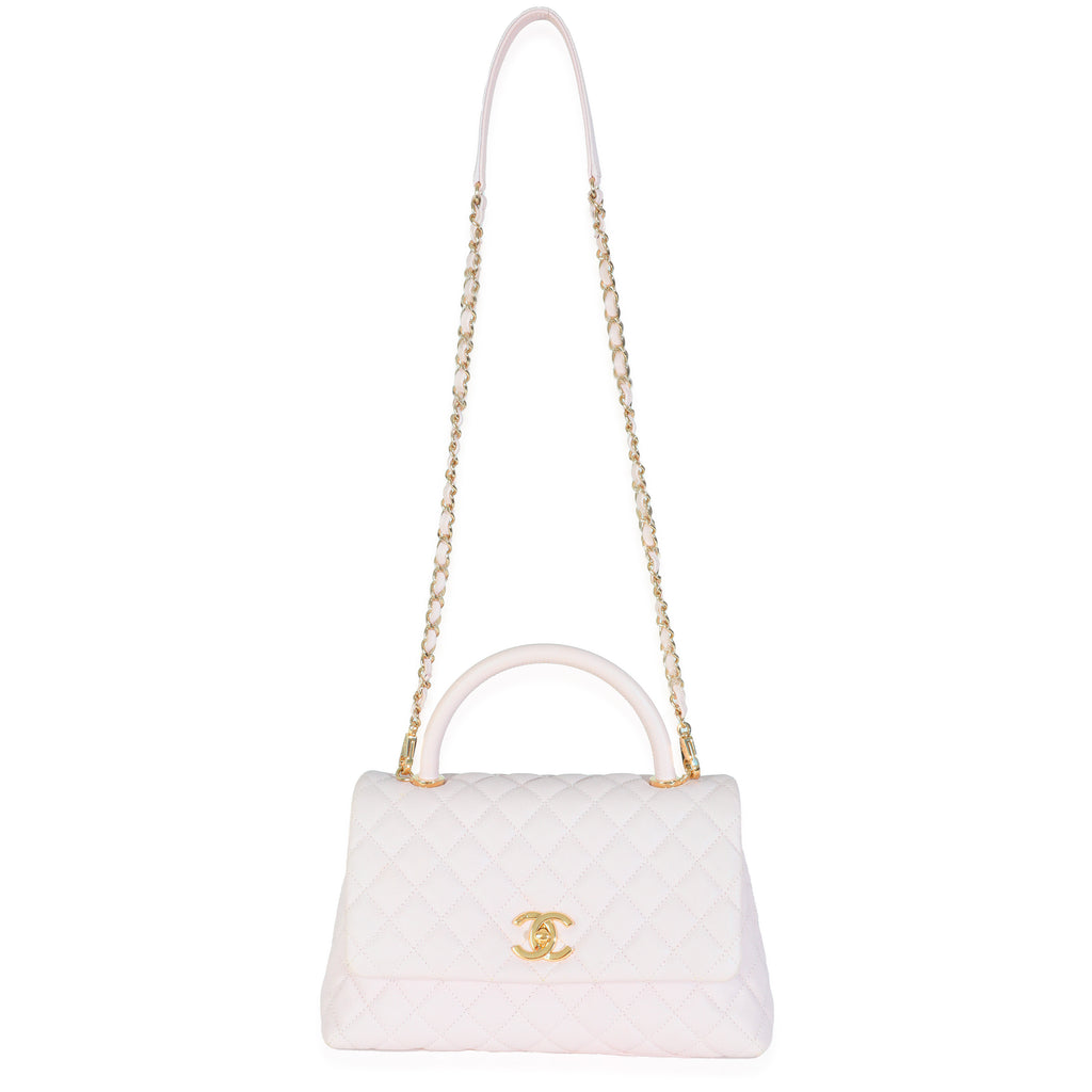 Chanel Light Purple Quilted Caviar Medium Coco Top Handle Handbag