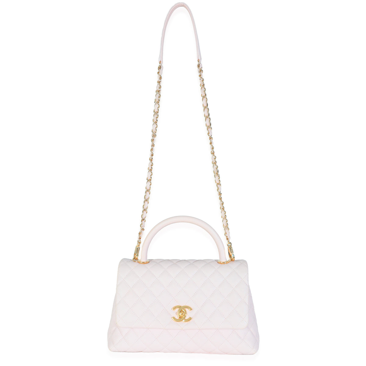 Chanel Light Purple Quilted Caviar Medium Coco Top Handle Handbag