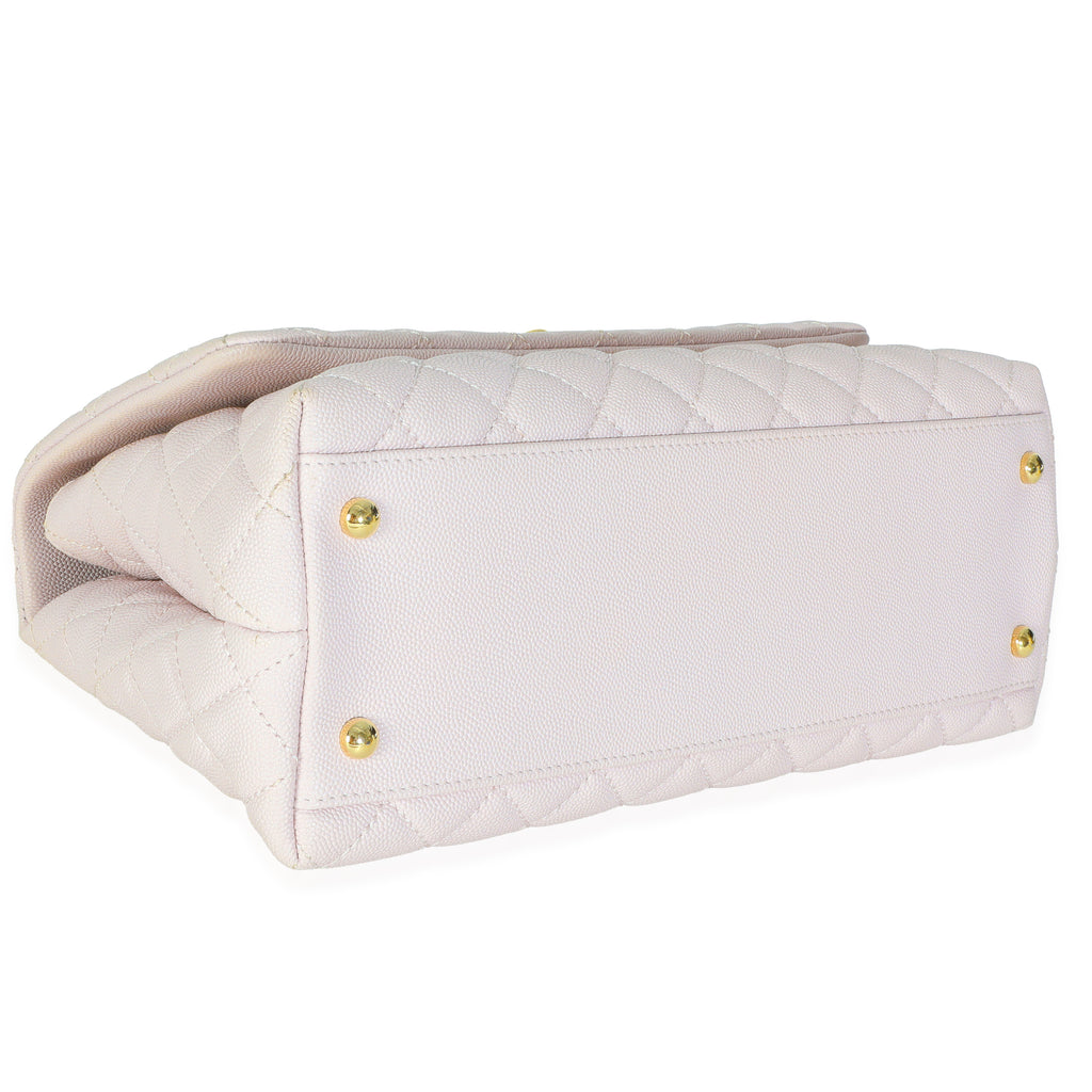 Chanel Light Purple Quilted Caviar Medium Coco Top Handle Handbag