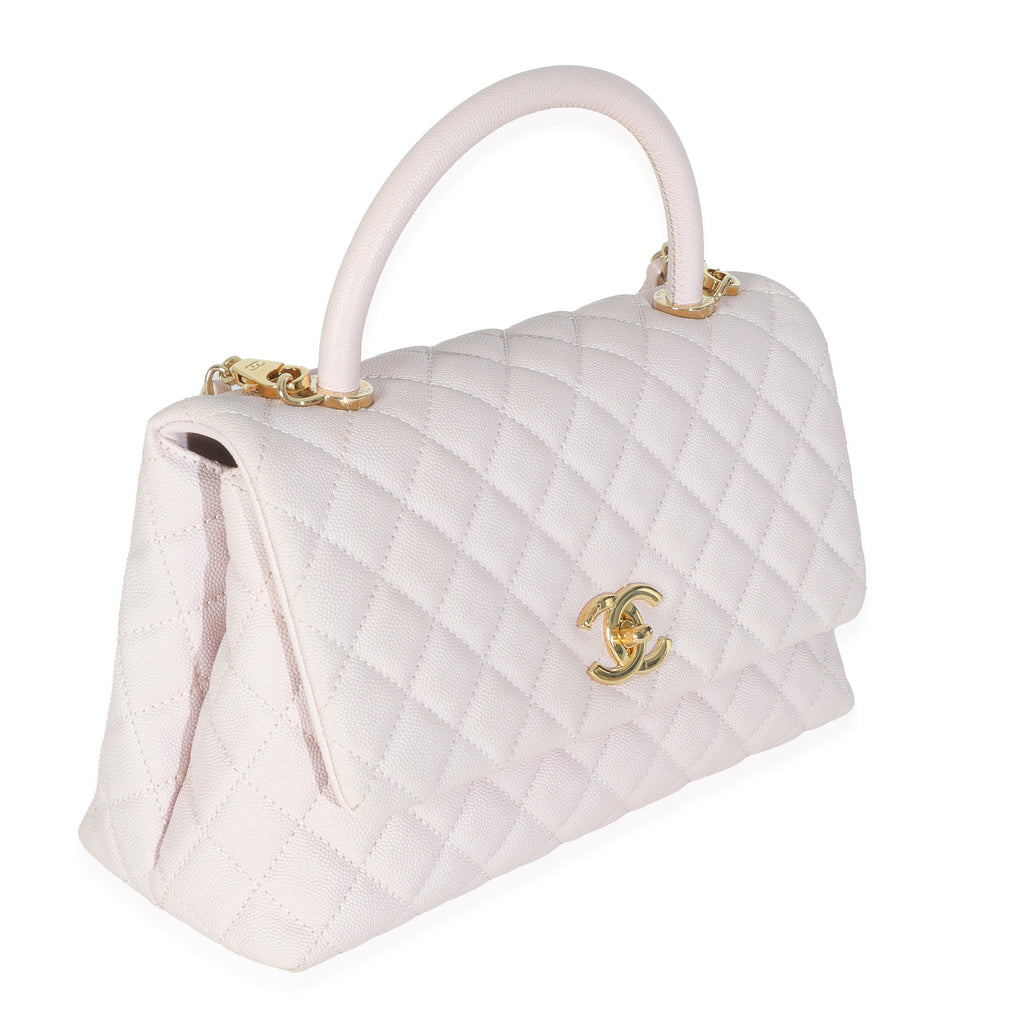 Chanel Light Purple Quilted Caviar Medium Coco Top Handle Handbag