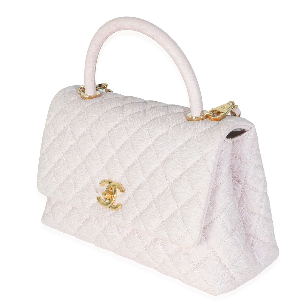 Chanel Light Purple Quilted Caviar Medium Coco Top Handle Handbag