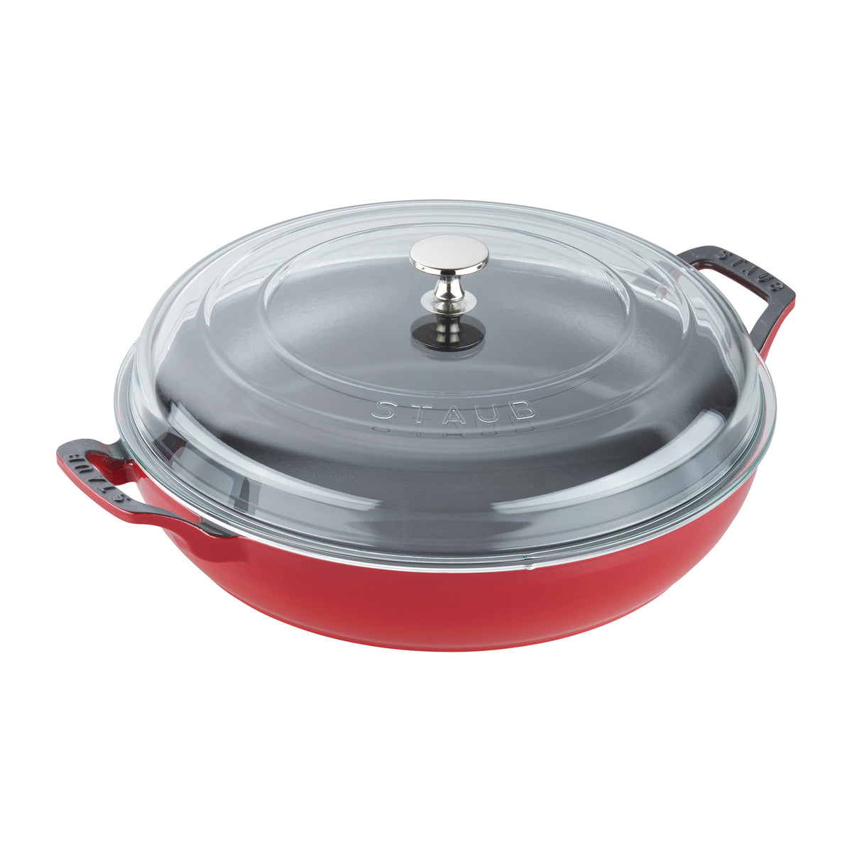 Cast Iron Braiser with Glass Lid Dutch Oven, 3.5-quart in Cherry