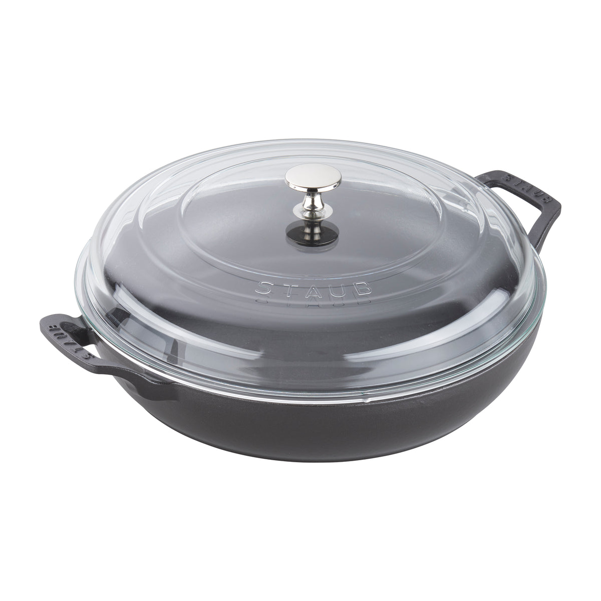 Cast Iron Braiser with Glass Lid, Dutch Oven, 3.5-quart, serves 3-4, Made in France, Matte Black