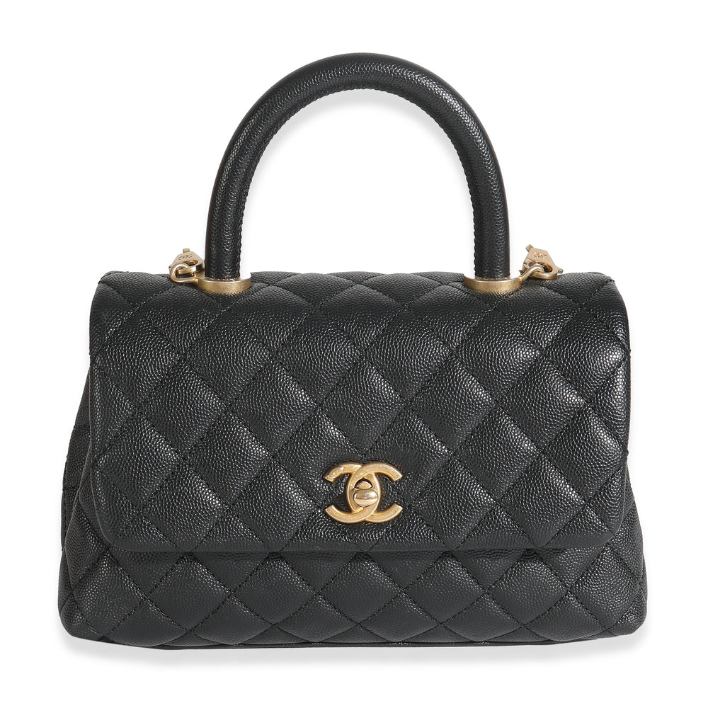 Chanel Black Quilted Caviar Small Coco Top Handle Bag