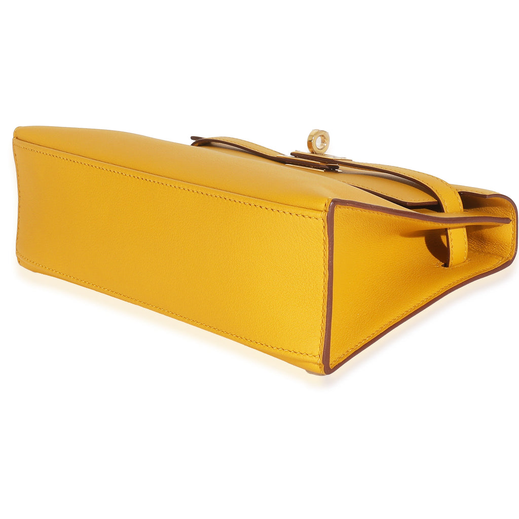 Hermès Jaune Ambre Swift Kelly Pochette GHW Handbag box