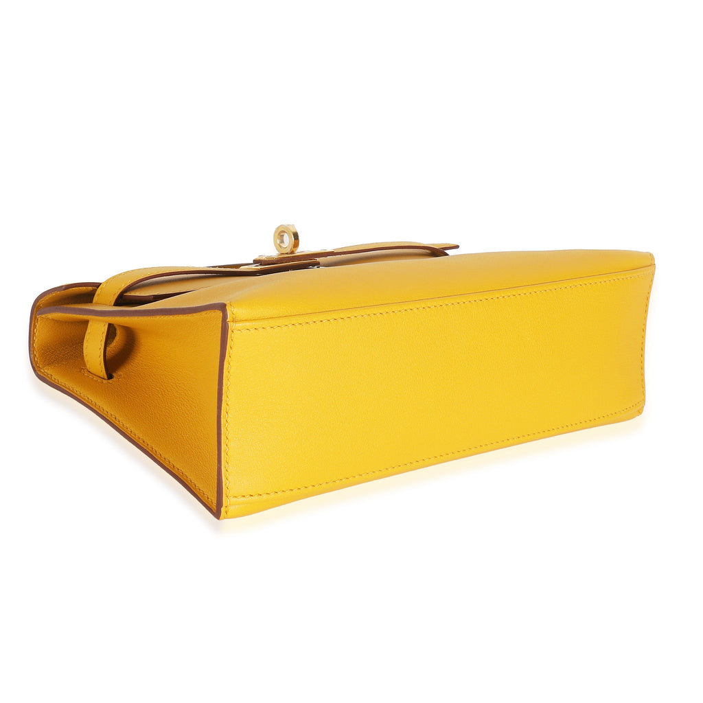 Hermès Jaune Ambre Swift Kelly Pochette GHW Handbag clasp