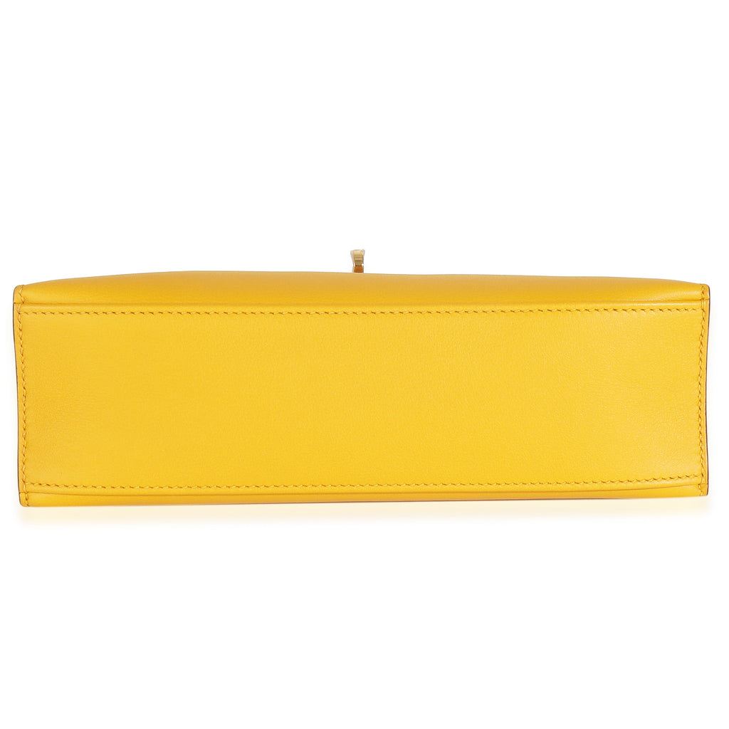 Hermès Jaune Ambre Swift Kelly Pochette GHW Handbag stamp