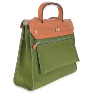 Hermès Apple Green Vache Hunter Toile Herbag Zip 31 PHW Handbag bv