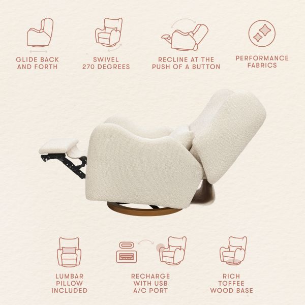 Westham Electronic Recliner and Glider with USB Port by Nate Berkus in Performance Powder Slub Weave with Toffee Base